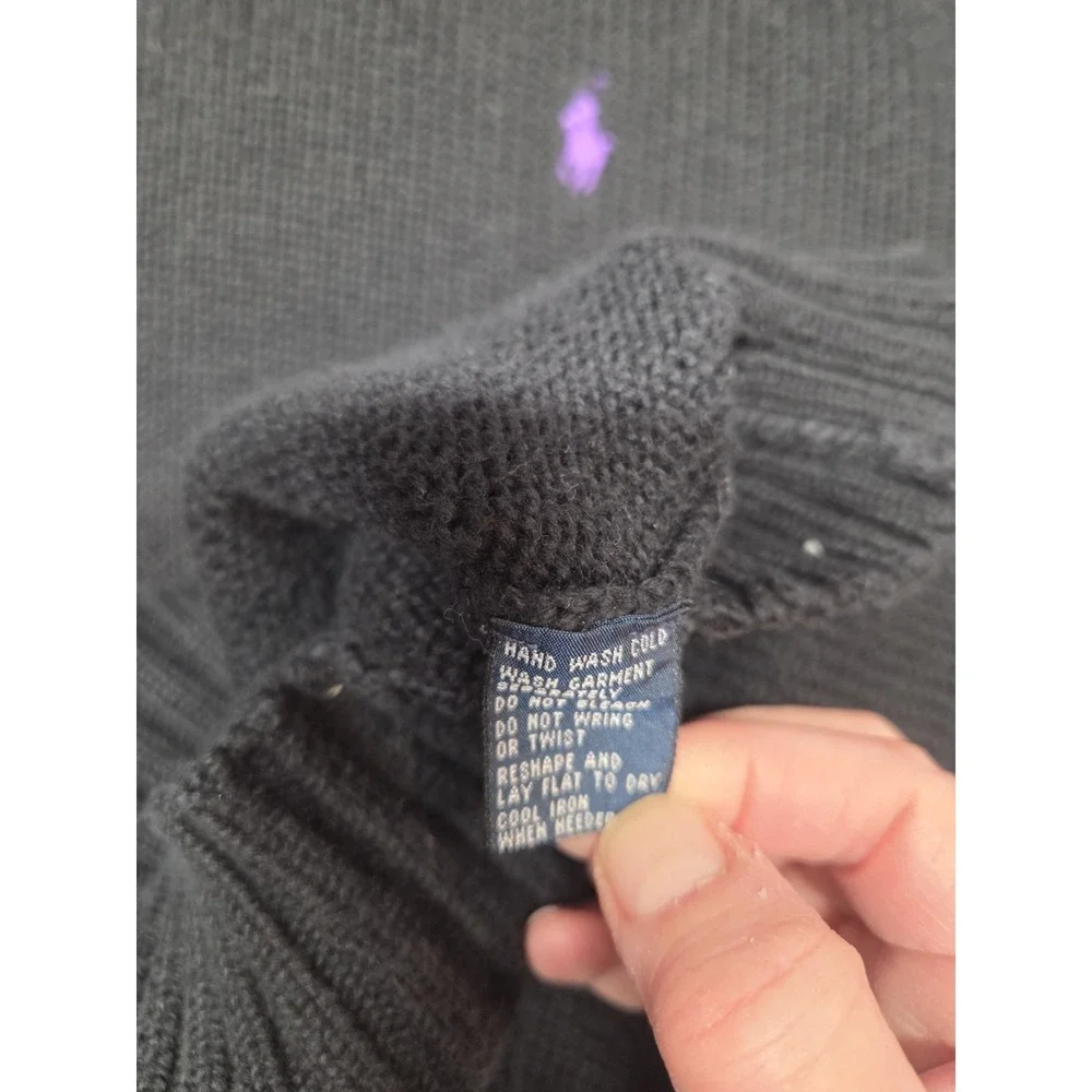 VTG Polo Ralph Lauren 100% Cotton Black Pullover Sweater Men's L